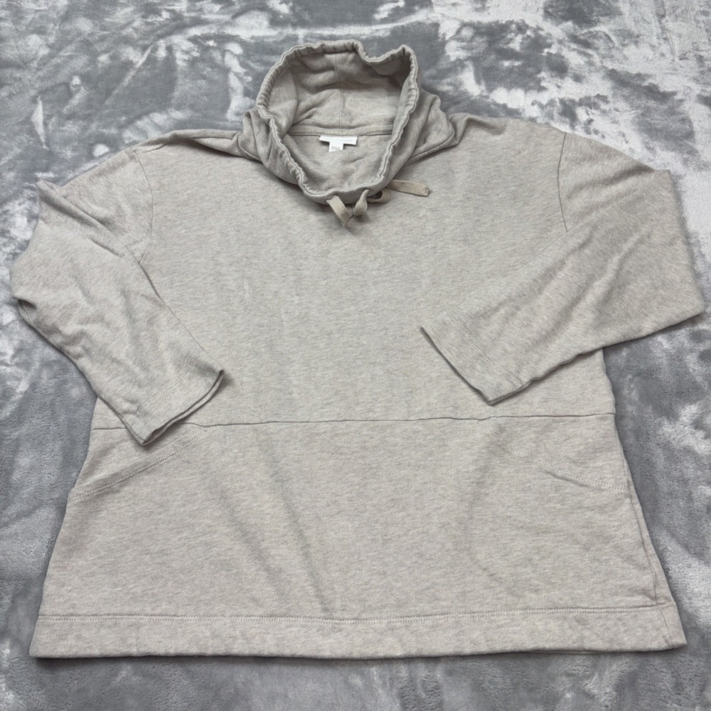 Pure Jill Sweater Dress Womens M Beige Soft Touch Cotton Turtleneck Long Sleeve